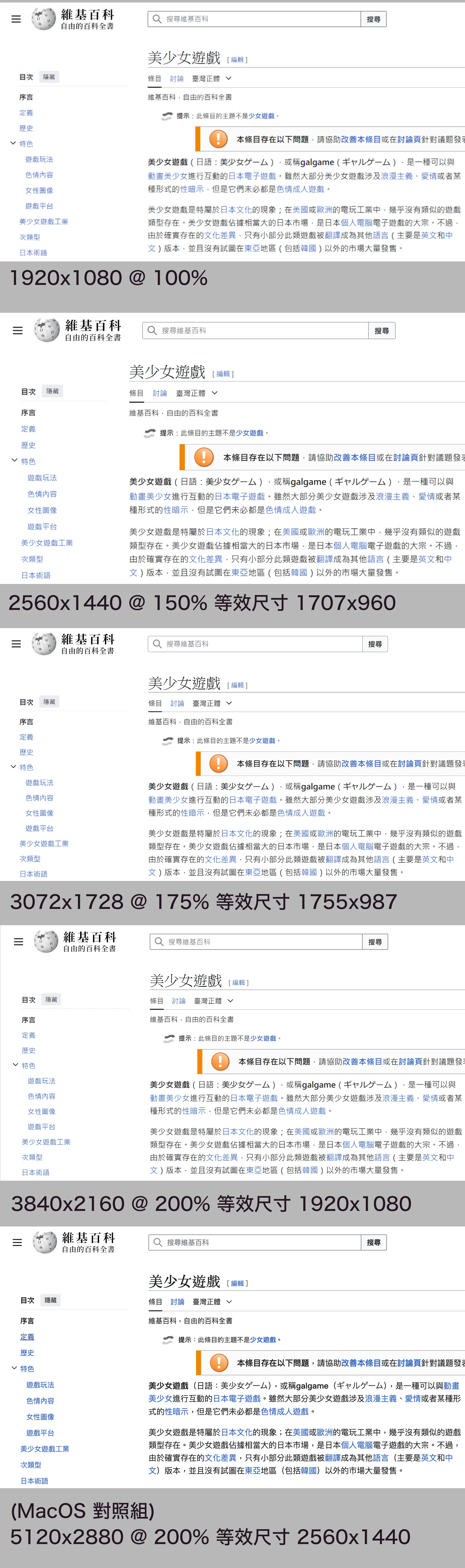 分辨率對比